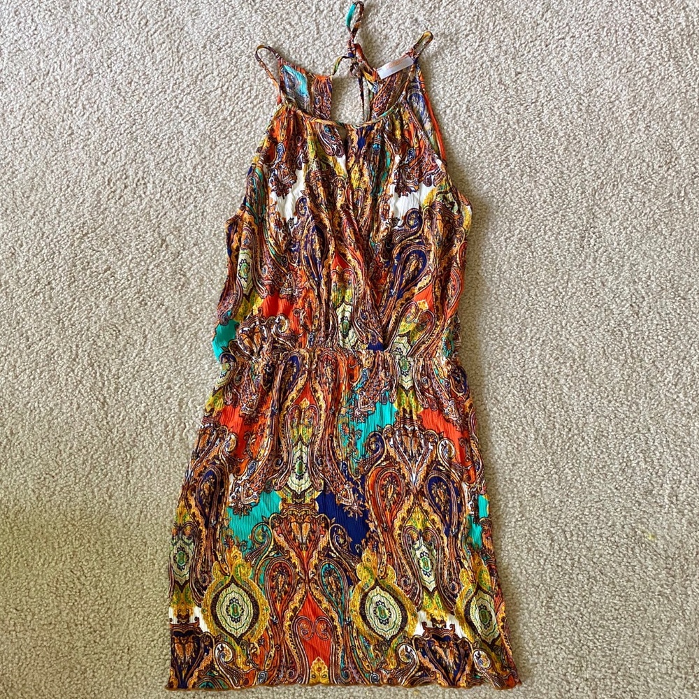 Renee C. Flowy Open Back Printed Dress Size Sm